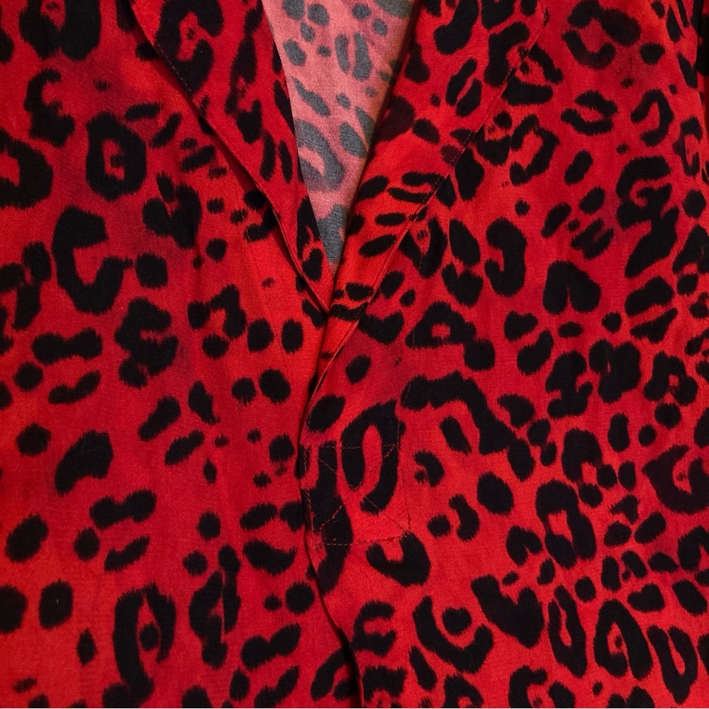 Karen Kane Red and Black Leopard Print Blouse - Picture 14 of 15